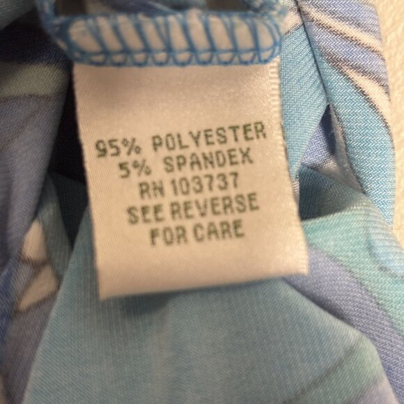 Donna Morgan Wrap Dress Blue Abstract Print Size 14 Polyester/Spandex Made In US - Picture 5 of 8